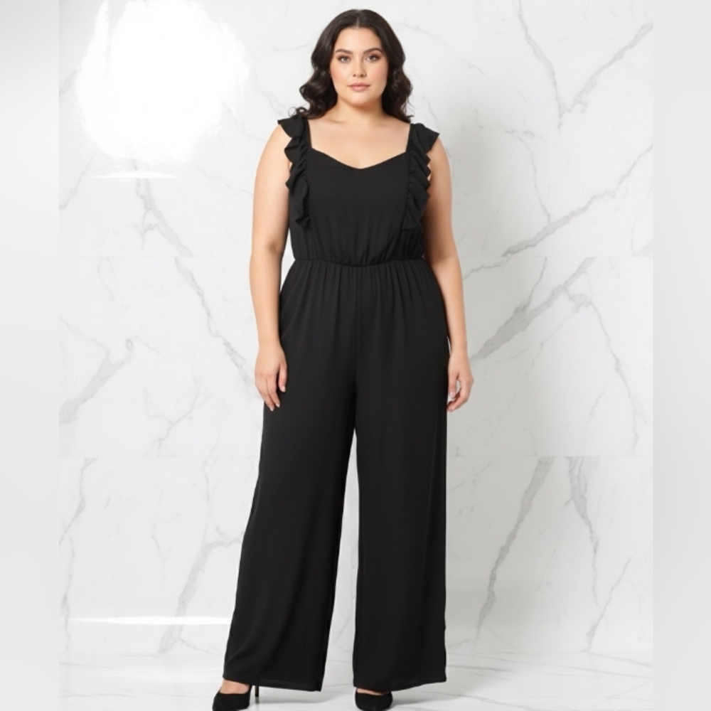 Ami Black Ruffle Jumpsuit
